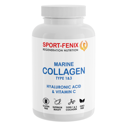 Колаген MARINE COLLAGEN, TM SPORT-FENIX TYPE II з Гіалуроновою кислотою та Вітаміном С, 120 капсул Колаген MARINE COLLAGEN, TM SPORT-FENIX TYPE II з Гіалуроновою кислотою та Вітаміном С, 120 капсул