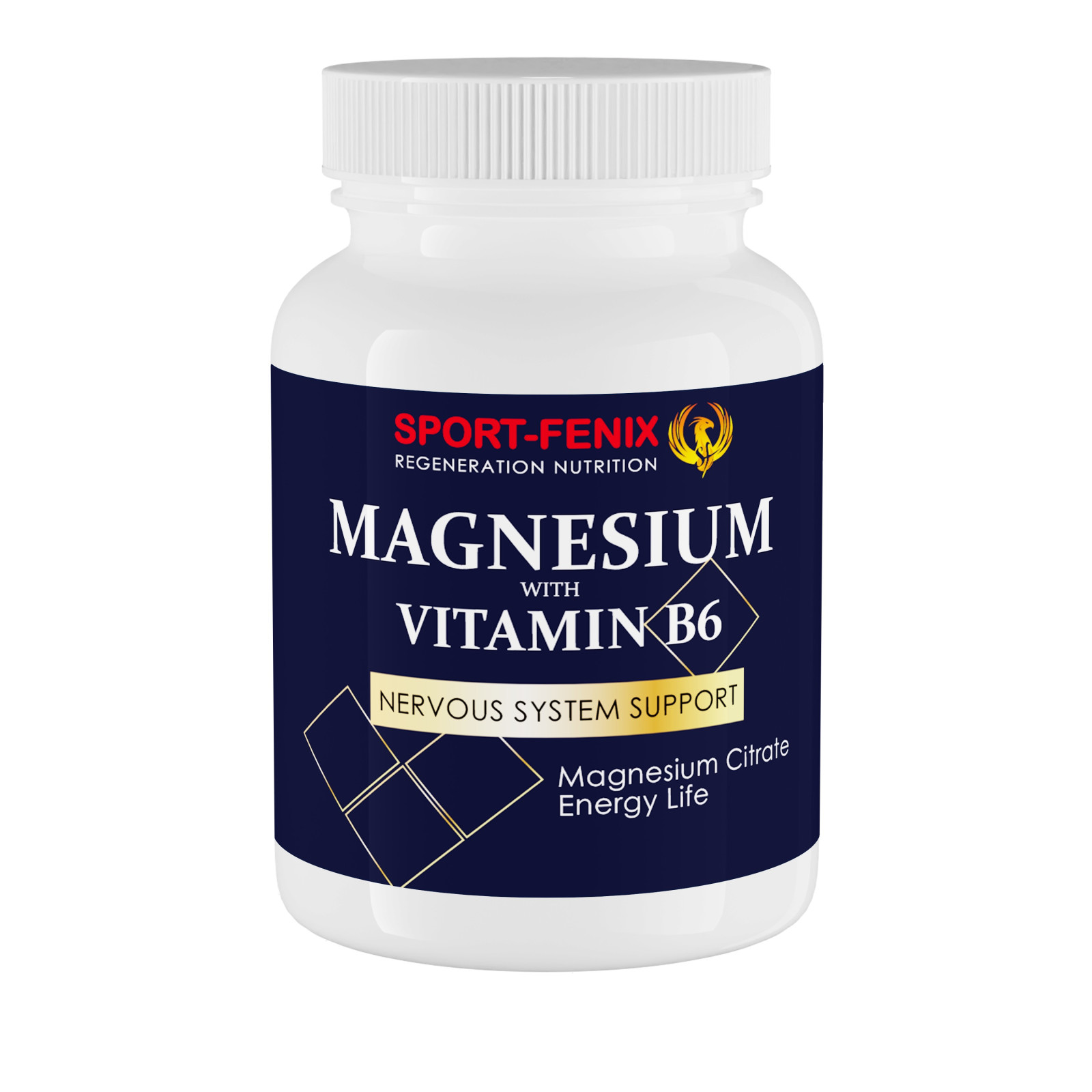 Магній з вітаміном В-6, Magnesium with Vitamin B6, SPORT-FENIX, 90 капсул